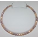 Collana filo di perle freshwater multicolor con susta oro bianco