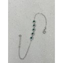 Bracciale in argento con 5 centrali tondi verdi e pavé di zirconi bianchi 