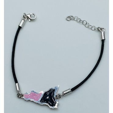 Bracciale Sicilia Rosa Nero con chiusura in argento 
