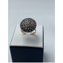 Anello toppa mm15 in oro rosa 375 argento e diamanti rosetta