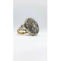 Anello toppa oro 14k, argento e rosette di diamanti