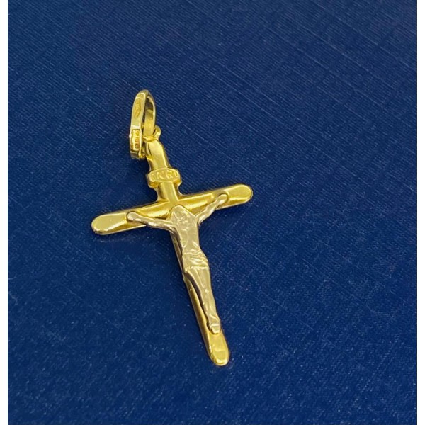 Croce in oro giallo con Cristo oro bianco piasta 3x1.7