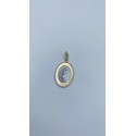 Ciondolo Madonna ovale oro bicolore con pave' di zirconi 3,5x1,5cm