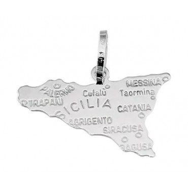  Ciondolo Sicilia oro bianco 2.4x1.5cm