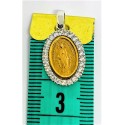 Ciondolo Madonna miracolosa oro bianco e rosa zirconata 2.20cm