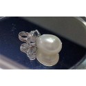 Ciondolo pendente oro bianco, zirconi e perla a goccia
