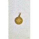Ciondolo Rosa Dei Venti Oro bicolore Incisa A Laser Cornice tonda