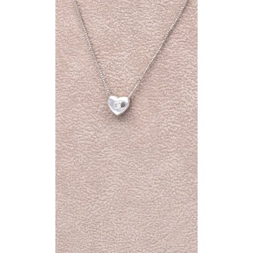 Collana punto luce cuore oro bianco e diamante 0,05ct 