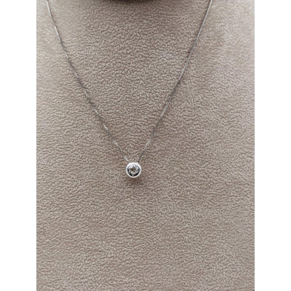 Collana punto luce cipollina oro bianco e diamante 0,15
