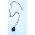 Collana oro bianco diamanti e zaffiro goccia 5,30ct