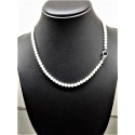 Collana filo di perle 4mm freshwater con susta in oro bianco