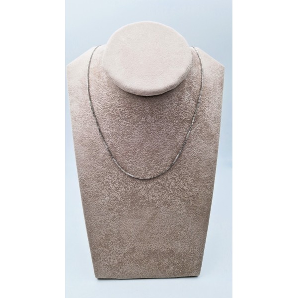 Collana oro bianco maglia rollina 45cm