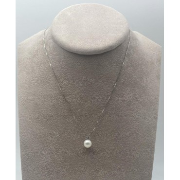 Collana con pendente perla tonda e zircone