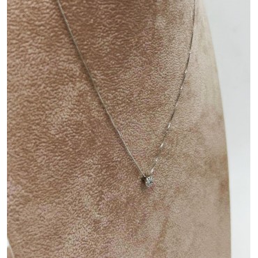 Collana punto luce oro bianco e diamanti 0.14ct tot