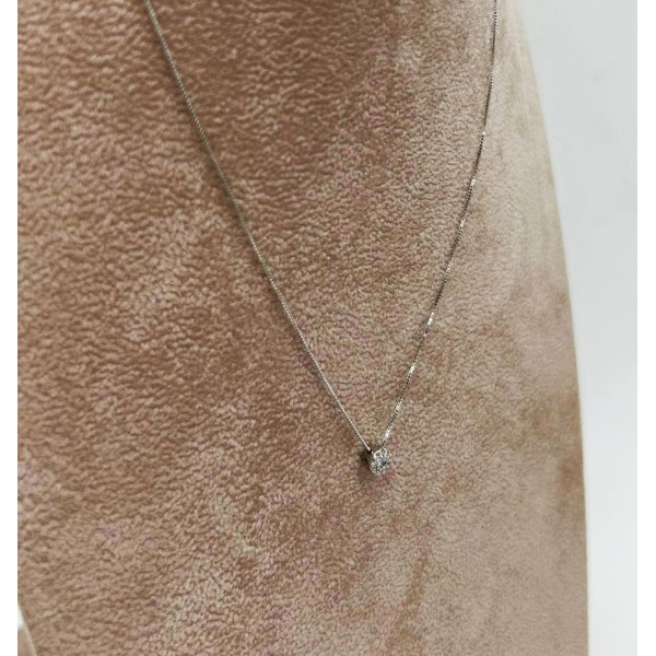 Collana punto luce oro bianco e diamanti 0.14ct tot