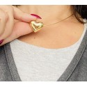 Collana cavetto diamantato oro giallo con pendente cuore