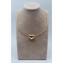 Collana cavetto diamantato oro giallo con pendente cuore