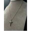 Collana oro giallo maglia rollina con Croce oro bicolore