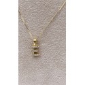 Collana lettera E oro giallo e zirconi
