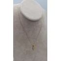 Collana lettera F oro giallo e zirconi