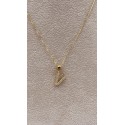 Collana lettera V oro giallo e zirconi