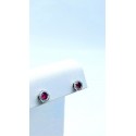 Orecchini oro bianco rubini round e diamanti