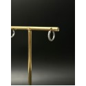 Orecchini cerchi 1.2cm mezzo giro di zirconi in oro bianco