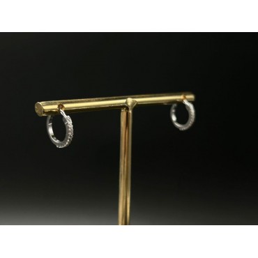 Orecchini cerchi 1.2cm mezzo giro di zirconi in oro bianco