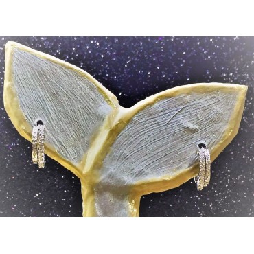 Orecchini oro bianco doppia fascia con diamanti