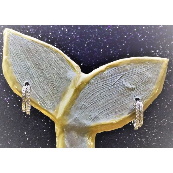 Orecchini oro bianco doppia fascia con diamanti