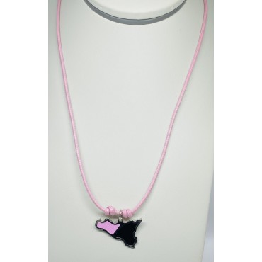 Collana Cordino Rosa Sicilia Rosa Nero