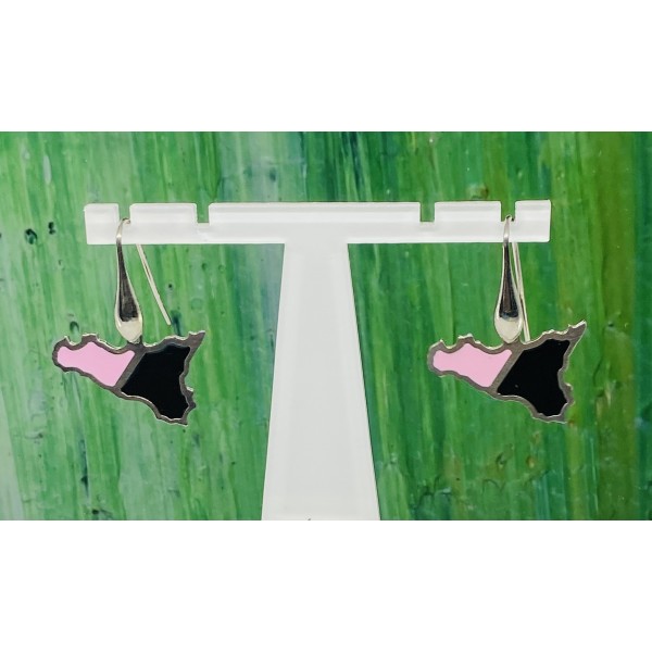 Orecchini Argento Sicilia Rosa Nero