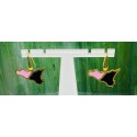 Orecchini Argento Dorato Sicilia Rosa Nero