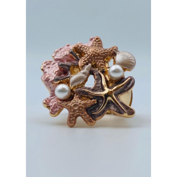 Anello armonia elasticizzato in ottone con stella marina