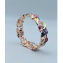 Bracciale armonia elasticizzato in ottone con foglie dai toni chiari