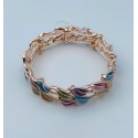 Bracciale armonia elasticizzato in ottone con foglie dai toni chiari