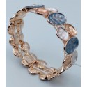Bracciale armonia elasticizzato in ottone con cerchi alterni perlati