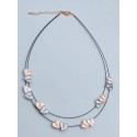Collana armonia con doppio filo in caucciù e cuori in ottone