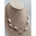 Collana armonia con doppio filo in caucciù e cuori in ottone