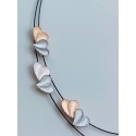 Collana armonia con doppio filo in caucciù e cuori in ottone