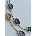 Collana armonia con doppio filo in caucciù e conchiglie in ottone