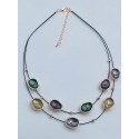 Collana armonia con doppio filo in caucciù e conchiglie in ottone