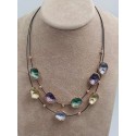 Collana armonia con doppio filo in caucciù e conchiglie in ottone