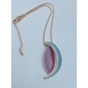 Collana armonia in ottone con luna smaltata rosa e celeste