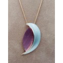 Collana armonia in ottone con luna smaltata rosa e celeste