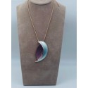 Collana armonia in ottone con luna smaltata rosa e celeste