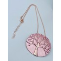 Collana armonia in ottone con albero della vita smaltato rosa