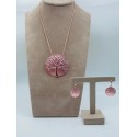 Orecchini armonia in ottone con albero della vita smaltato rosa