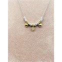 Collana cloris in argento con ciondoli cuore tubicini martellati e nodini