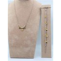 Collana cloris in argento con ciondoli quadrifoglio tubicini martellati e nodini